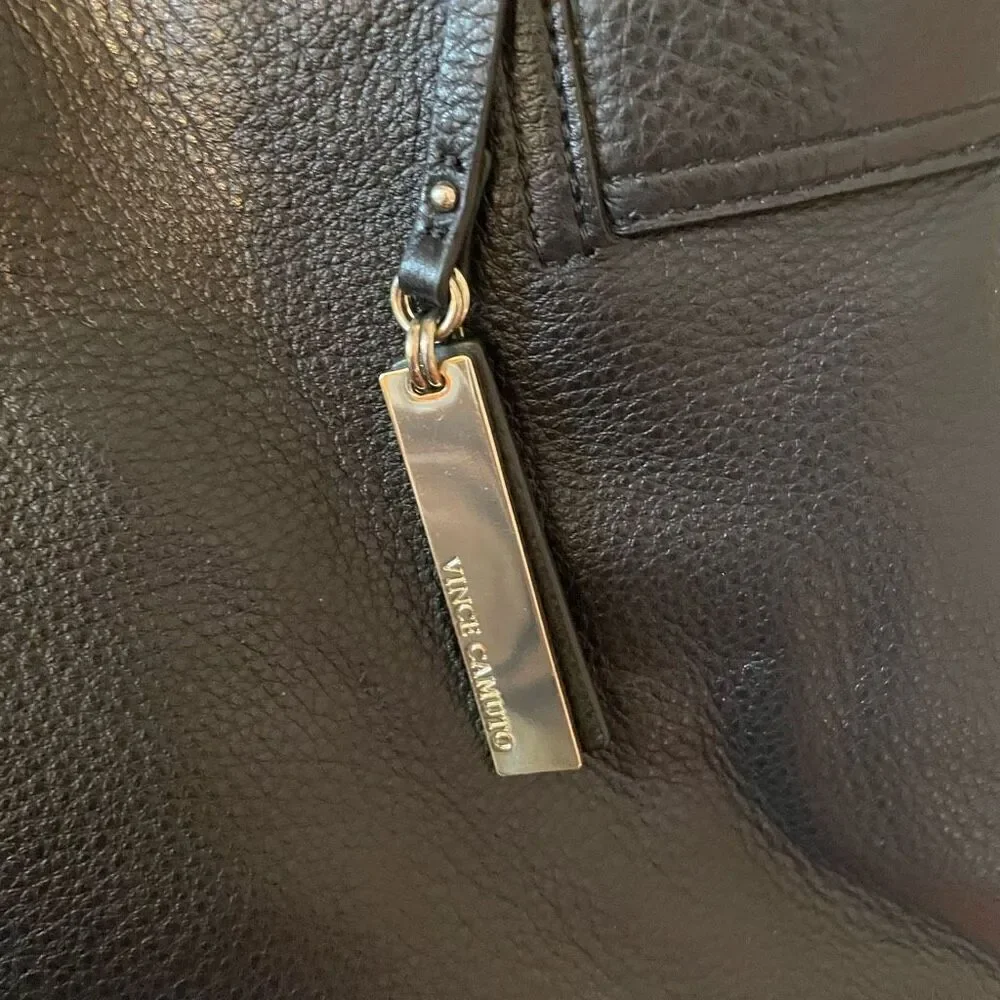 VINCE CAMUTO | LEAH black leather shoulder bag - Picture 4 of 12